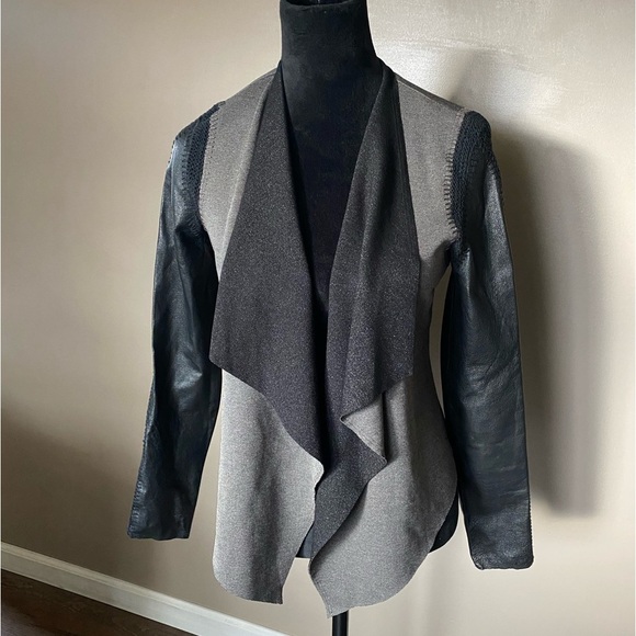 STELLA & JAMIE Rio open jacket waterfall cut leather crochet accents sz S EUC - Picture 1 of 13